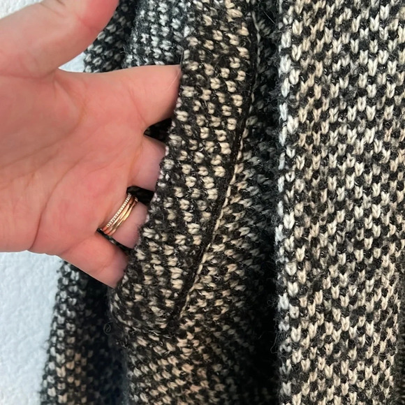 Zara Knit | Open Cardigan with Hoodie and Pockets | Black and White | Sz S - Picture 4 of 6